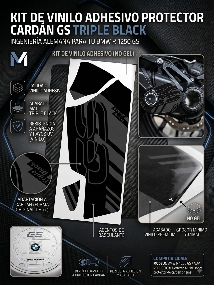 🏍️ Kit de vinilo adhesivo protector de cardán BMW R 1250 GS Triple Black